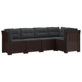 5-osobowa sofa ogrodowa z poduszkami w stylu rattanowym PP