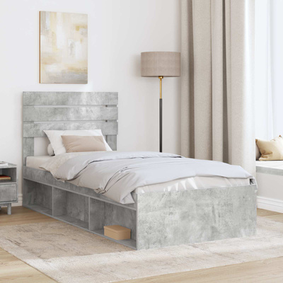 Ramka łóżka Szary beton 100 x 200 cm Lite drewno sosnowe