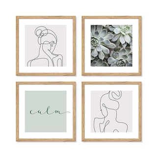 Zestaw obrazów w ramie z dekorem drewna 4x 30x30