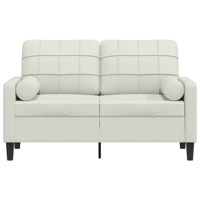 2-osobowa sofa z poduszkami, kremowa, 120 cm, aksamit
