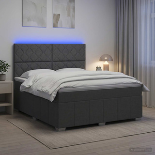 Łóżko z box spring LED z materacem ciemnoszary 140 x 190 cm