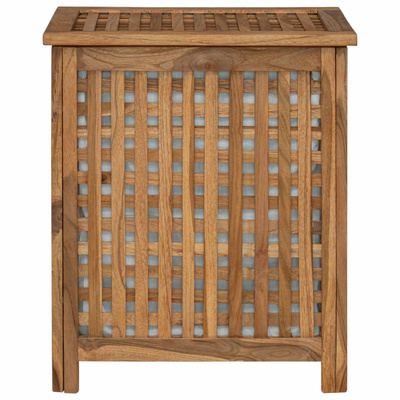 Kosz na pranie naturalny 50 x 35 x 60 cm Lite drewno teakowe