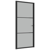 vidaXL Drzwi wewnętrzne, 93x201,5 cm, czarne, matowe szkło i aluminium