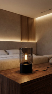 Minimalistyczna lampa stołowa w kolorze czarnym K-6050 z serii DEX