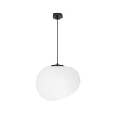 Lampa wisząca STONES 30 cm w stylu Japandi - z białym akrylowym kloszem inspirowanym kamieniem - minimalistyczne oświetlenie sufitowe do salonu E27