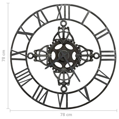vidaXL Zegar ścienny, srebrny, 78 cm, metal