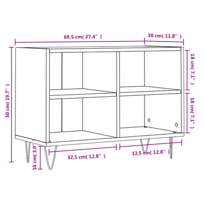 Szafka pod TV, szarość betonu, 69,5x30x50 cm vidaXL