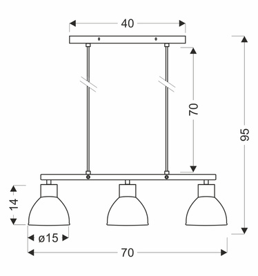 Lampa wisząca INEZZ 3x60W E27 czarna, nowoczesna oprawa sufitowa z trzema kloszami do salonu, jadalni lub kuchni, styl loft i industrial