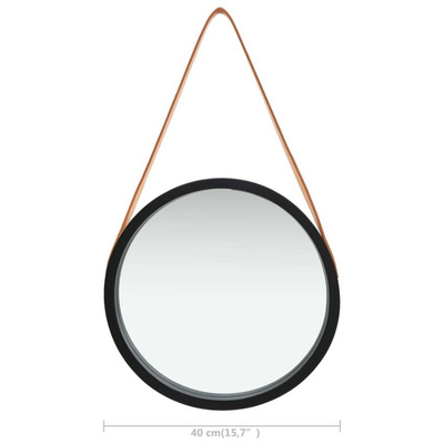 vidaXL Lustro ścienne na pasku, 40 cm, czarne