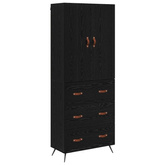 Highboard Czarny Dąb 69,5 x 34 x 180 cm Drewno inżynieryjne