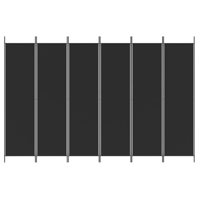 Parawan 6-panelowy, czarny, 300x200 cm, tkanina