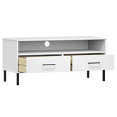 vidaXL Szafka pod TV OSLO, metalowe nóżki, biała, sosnowa model standard