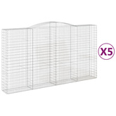 Kosze gabionowe, 5 szt, 400x50x220/240 cm, galwanizowane żelazo