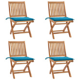 vidaXL Składane krzesła ogrodowe z poduszkami, 4 szt., drewno tekowe