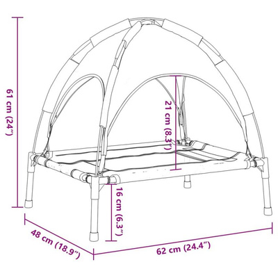 vidaXL Legowisko dla psa, z baldachimem, antracytowe, tkanina i stal