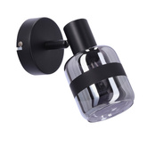 Yuki Lampa Kinkiet Czarny Matowy 1X15W E14 Klosz Dymiony