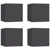 vidaXL Wiszące szafki telewizyjne, 4 szt., szare, 30,5x30x30 cm