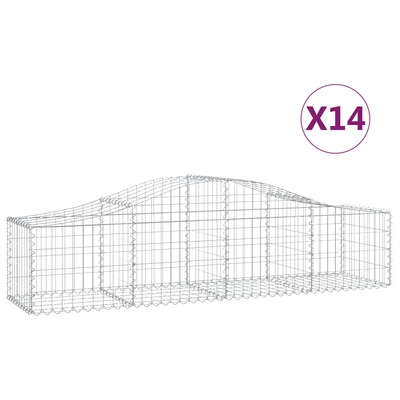 Kosze gabionowe, 14 szt, 200x50x40/60 cm, galwanizowane żelazo