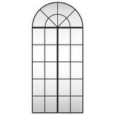 vidaXL Lustro ścienne, czarne, 60x130 cm, zakończone łukiem, żelazo