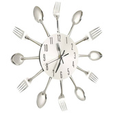 vidaXL Zegar ścienny z łyżek i widelców, srebrny, 31 cm, aluminium