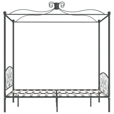 vidaXL Rama łóżka z baldachimem, szara, metalowa, 120 x 200 cm