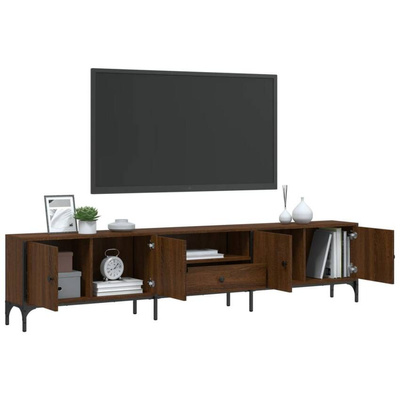vidaXL Szafka pod TV, z szufladą, brązowy dąb, 200x25x44 cm