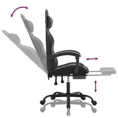 vidaXL Obrotowy fotel gamingowy z podnóżkiem, czarno-szary model standard