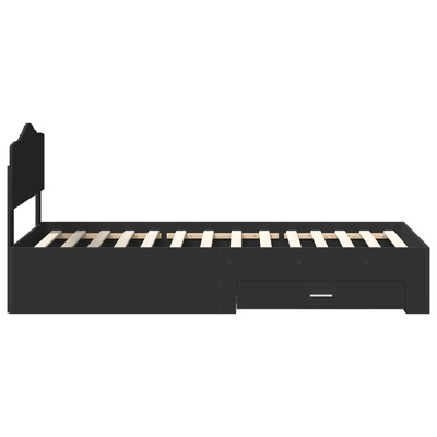 Ramka łóżka z szufladą Czarny 70 x 190 cm Drewno inżynieryjne