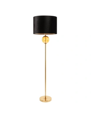 Lampa podłogowa LEONA czarny połysk E27 100W złota