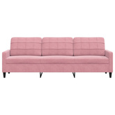 Sofa 3-osobowa, różowa, 210 cm, obita aksamitem