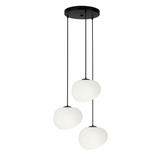 Lampa wisząca STONES w stylu Japandi - okrągła podstawa z akrylowymi kloszami 20 cm w kształcie kamienia - nowoczesne oświetlenie salonu 3x E27