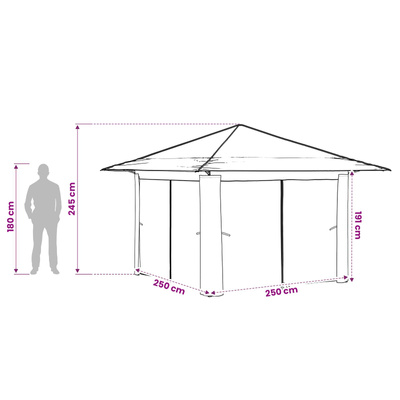 Gazebo z 4 Ścianami 3,3 x 3,3 m Jasnoszary i antracytowy