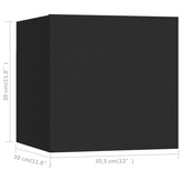 vidaXL Wiszące szafki telewizyjne, 4 szt., czarne, 30,5x30x30 cm