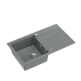 EVAN 111 GraniteQ zlewozmywak z syfonem Push 2 Open 1-komorowy z/o (860x500x210) silver stone / elementy stalowe