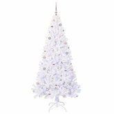 Sztuczna choinka z 300 diodami LED Biały 210 cm PVC i stal