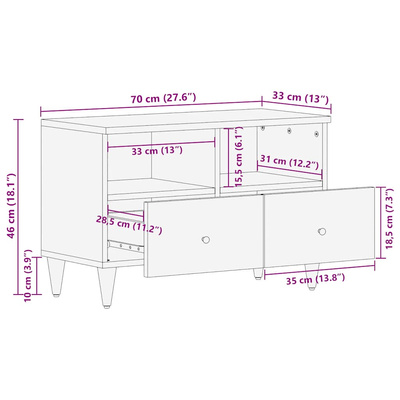 Szafka RTV Jasnoszara 70x33,5x46 cm Drewno lite Mango