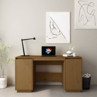 vidaXL Biurko, miodowy brąz, 140x50x75 cm, lite drewno sosnowe