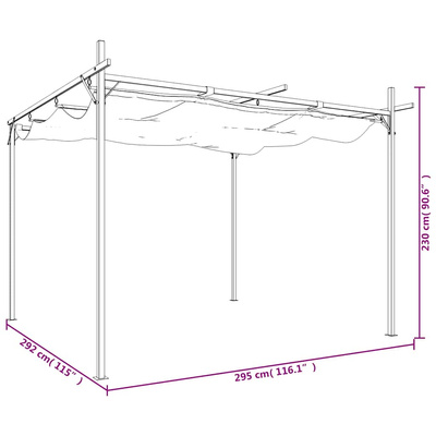 Pergola ze zwijanym dachem, antracytowa, 295x292x230 cm
