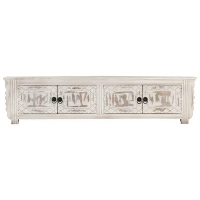 vidaXL Szafka pod TV, biała, 140x30x35 cm, lite drewno mango