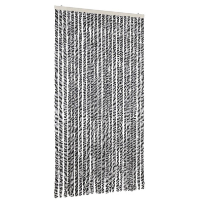 Zasłona przeciwko owadom, szaro-czarno-biała, 100x220, szenil