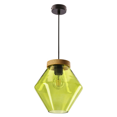Lampa wisząca Brels z kloszem zielona pojedyncza metalowo-szklana do salonu