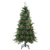 Sztuczna choinka z zawiasami Zielony 150 cm PVC, PE i Stal
