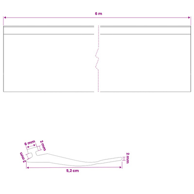 Uszczelka drzwi garażowych Czarny 52 x 2 mm 6 m PVC
