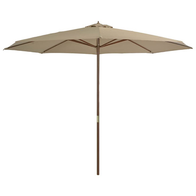 Parasol ogrodowy na drewnianym słupku, 350 cm, taupe