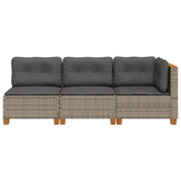3-osobowa sofa ogrodowa z poduszkami, szara, polirattan model standard