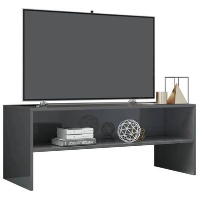 vidaXL Szafka pod TV, szara, wysoki połysk, 100x40x40 cm