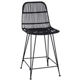 Stołek barowy 2 szt. Czarny 44 x 54 x 96 cm Rattan i Stal