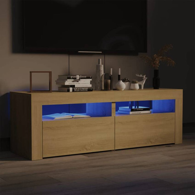 vidaXL Szafka pod TV z oświetleniem LED, dąb sonoma, 120x35x40 cm