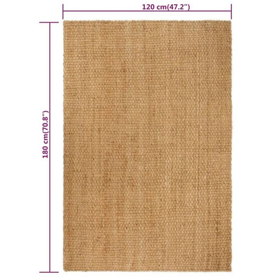 vidaXL Dywan prostokątny, naturalny, 120x180 cm, jutowy model standard