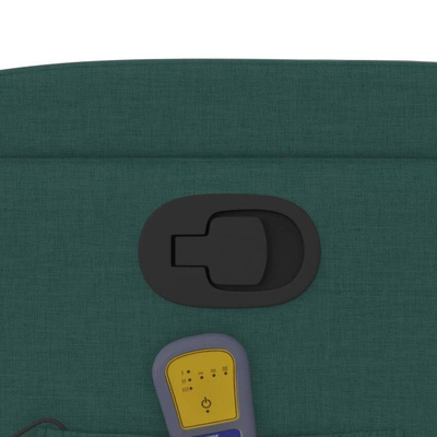 vidaXL Podnoszony fotel masujący, rozkładany, ciemnozielony, tkanina